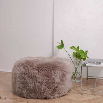 Poufs - Pouf / Ottoman en Peau de Mouton Naturelle – Greige - MELLOW CONCEPT STORE