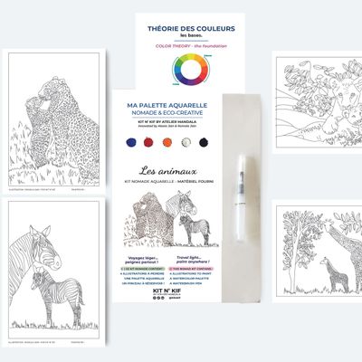 Cadeaux - Kit aquarelle nomade – Les Animaux (tout inclus) | Kit n’ Kif ® - ATELIER MANDALA