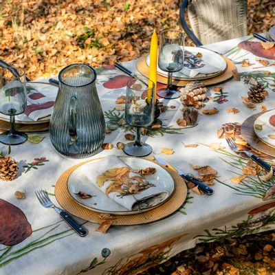 Linge de table textile - Serviettes en lavé  ǀ CHMAPIGNONS du FORET - LINOROOM 100% LINEN TEXTILES