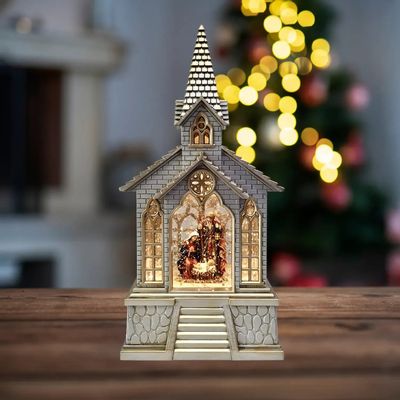 Crèches et santons - Lanterne Église LED avec Vitraux, Lumière Chaleureuse, Minuterie et DC - BLUE STAR B.V.