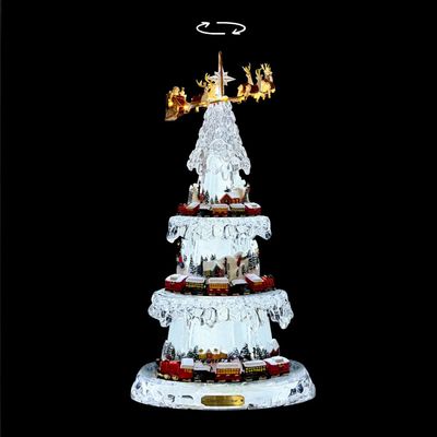 Autres décorations de Noël - Scène de Sapin de Noël Rotatif LED avec Musique – Effet Cristal, Minuterie et 8 Chansons - BLUE STAR B.V.