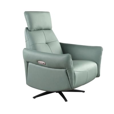 Armchairs - Turquoise green leather swivel relax armchair - ANGEL CERDÁ