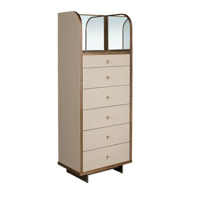 Chests of drawers - Chifonier leather, walnut and polished steel with mirror - ANGEL CERDÁ