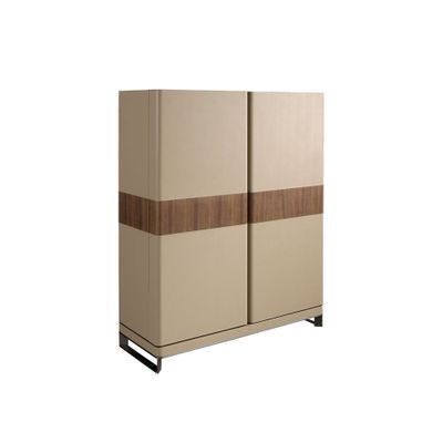 Sideboards - High sideboard leather, walnut and polished steel - ANGEL CERDÁ
