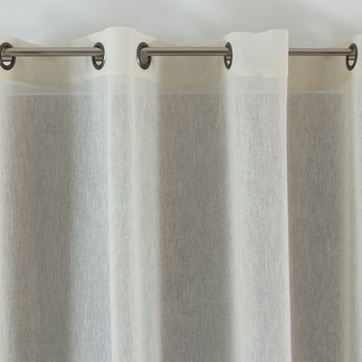 Rideaux et voilages - Rideau Voilage Grande Largeur LINO - Col Naturel - Panneau à oeillets - IPC DECO DELL'ARTE