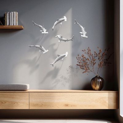 Ensembles muraux - Sculpture en porcelaine – Requin Marteau Blanc - OCEANSTORE DESIGN