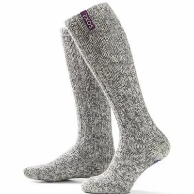 Socks - Socks - Originals, non-slip, knee-high, grey wool, mystical purple, 37-41 - SOXS.CO