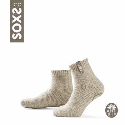 Socks - Socks - ColdProof, non-slip, low, beige wool, warm sand 37-41 - SOXS.CO