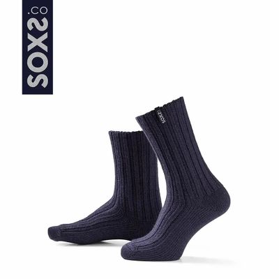 Chaussettes - Chaussettes - StreetWear, moyen, laine bleue, horizon bleu, 42-46 - SOXS.CO