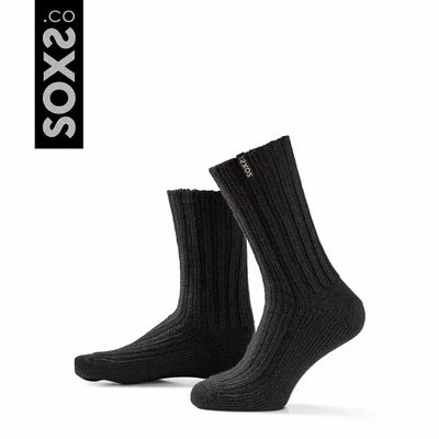 Chaussettes - Chaussettes - Streetwear, moyen, laine noire, thunder storm, 42-46 - SOXS.CO