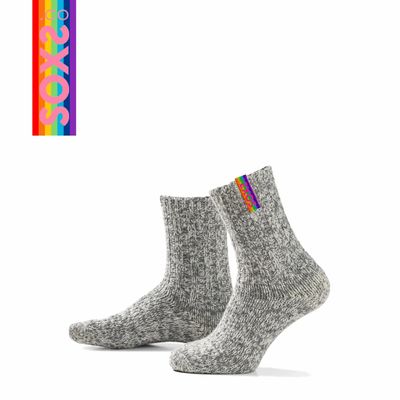 Socks - Socks - Originals, medium, grey wool, rainbow, 42-46 - SOXS.CO