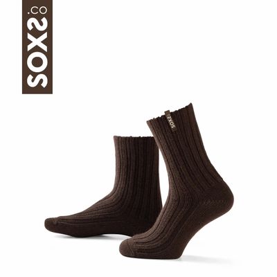 Socks - Socks - StreetWear, medium, dark brown wool, seal brown 37-41 - SOXS.CO