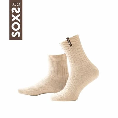 Socks - Socks - StreetWear, medium, dark beige wool, woodsmoke, 42-46 - SOXS.CO