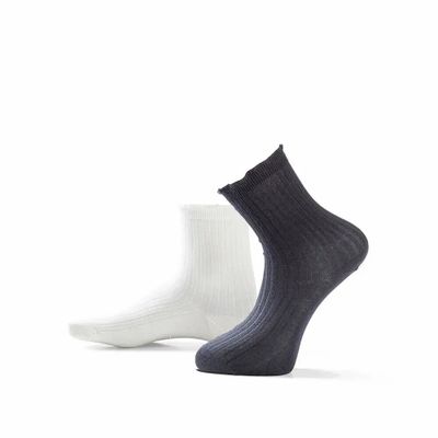 Socks - Socks - Trend, ruffles, low, cotton, 2 pairs, off-white/black, 37-41 - SOXS.CO