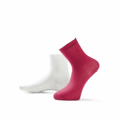Chaussettes - Chaussettes - Tendance, volants, bas, coton, 2 paires, blanc cassé/bordeaux, 37-41 - SOXS.CO