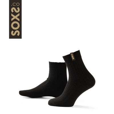 Chaussettes - Chaussettes - FineWool, moyenne, laine noire, noir élégant, 37-41 - SOXS.CO