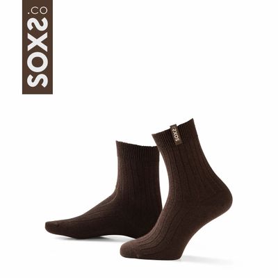 Socks - Socks - FineWool, medium, beige wool, marron dusk, 42-46 - SOXS.CO