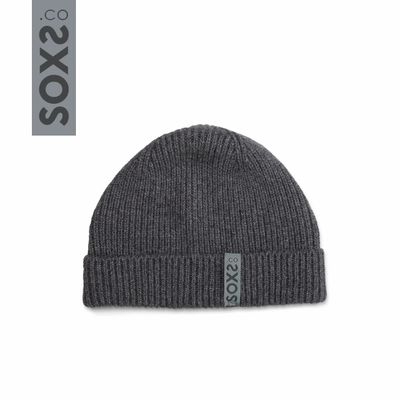 Hats - Originals, beanie, dark grey wool, black ink, one size - SOXS.CO