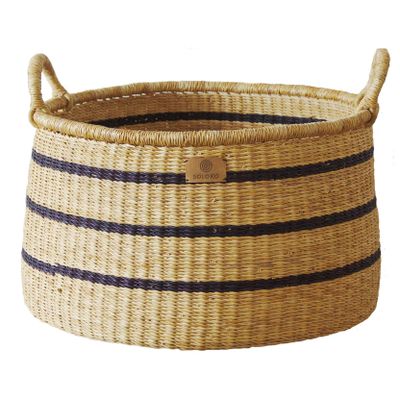 Objets de décoration - Panier de rangement Enyo | Panier de sol | Rayures bleues naturelles - SOLOKO