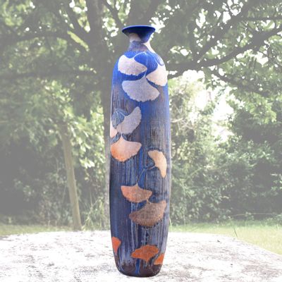 Objets de décoration - Très grand vase ginkgo estampe japonaise - CÉRAMIQUE HELENE RAYMOND
