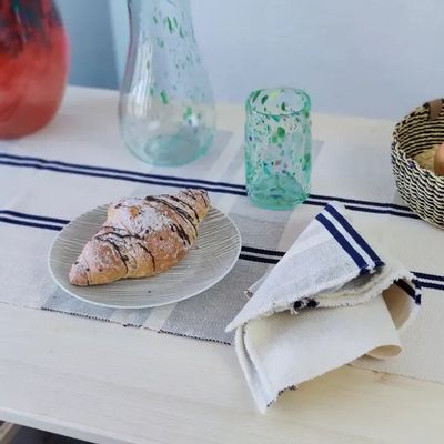 Serviettes - Serviette en coton tissée à la main | Anloga bleu royal, beige - SOLOKO