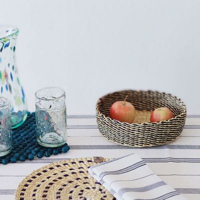Corbeilles - Venyo Small - Panier de table tissé | Panier de rangement | Blue - SOLOKO