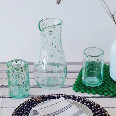 Glass - Linear Drinking Glass | Recycled Glass| Mouthblown Tumbler - SOLOKO