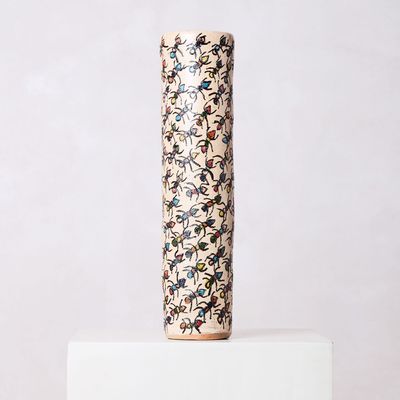 Vases - Multicolor Painted Clay Tube Vase with Ants - HUAKAL