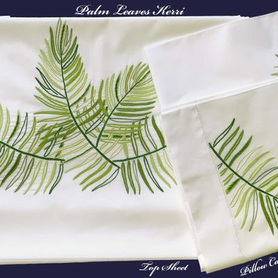 Linge de lit - FEUILLES DE PALMIER KERRI - LINHO DO CASTELO - LIN DE CHATEAU