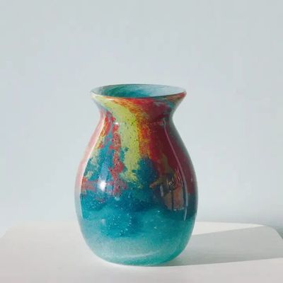 Vases - Vase en verre TULIP | Soufflé à la bouche | Verre recyclé | Bleu Rouge - SOLOKO