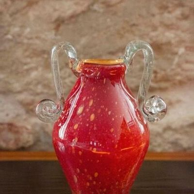 Vases - Vase amphore en verre soufflé, rouge moucheté doré, moyen - ANTHOLOGIST