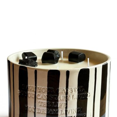 Candles - HEAL BIG STRIPED CERAMIC CANDEL 2,5L - LOVE & STONES