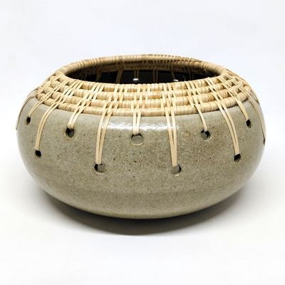 Decorative objects - Large Ceramic and Rattan bowl - SATCHA