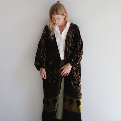 Apparel - Silk velvet printed kimono - SANJANAANDME