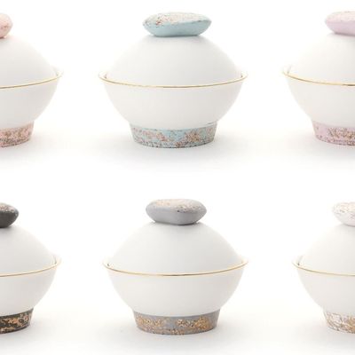 Bols - [JIWOON] Un bol à dessert arabe avec couvercle, porcelaine blanche - JIWOON