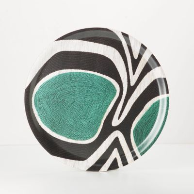Plateaux - Plateau de service rond en bois - zébre vert 38 cm - MONBOPLATO