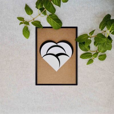 Autres décorations murales - COEUR Carte-objet OISO® - Avec CADRE - Kraft - OISO