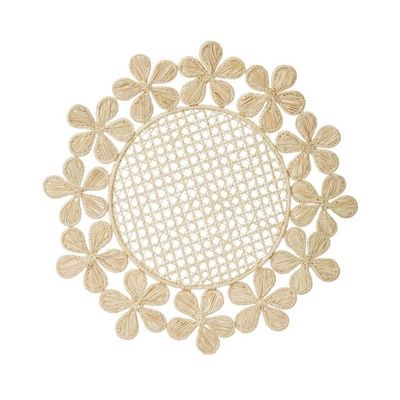 Linge de table textile - Napperon « Fleurs autour d'un napperon naturel - CORO CORA