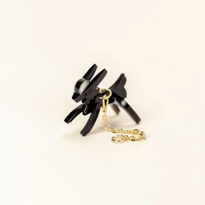Jewelry - Goat ear charm in black horn and mother-of-pearl - L INDOCHINEUR X RIVÊT