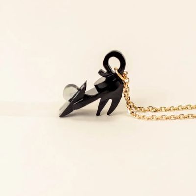 Bijoux - Pendentif Chat en corne noire et nacre - L INDOCHINEUR X RIVÊT