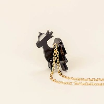 Jewelry - Rooster charm for necklace in black horn and mother-of-pearl - L INDOCHINEUR X RIVÊT