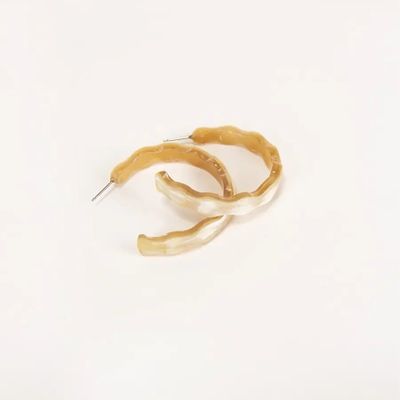 Bijoux - Boucles d'oreilles créoles Ether en corne blonde - L INDOCHINEUR X RIVÊT