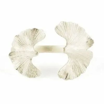 Bracelets - Outside-ward gingko bracelet in silvery metal - L INDOCHINEUR X RIVÊT