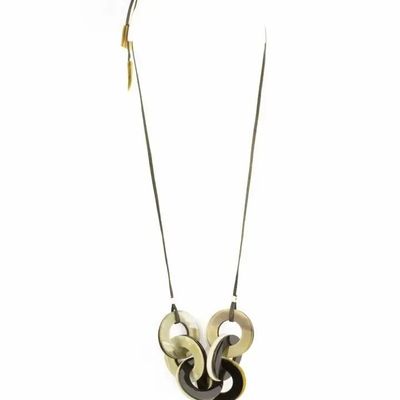Jewelry - Interlaced rings pendant in blond and black horn - L INDOCHINEUR X RIVÊT