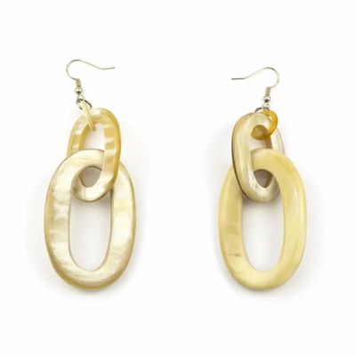 Jewelry - 2 oval ring earrings in blond horn - L INDOCHINEUR X RIVÊT