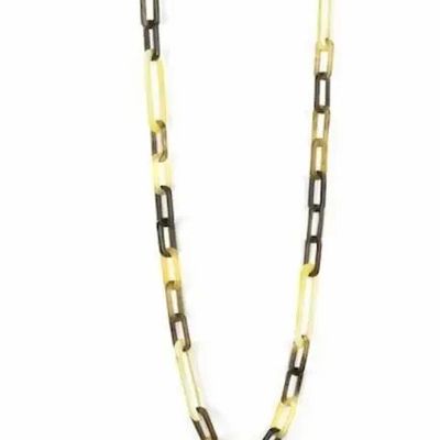 Jewelry - 2-size flat oval rings long necklace in blond horn - L INDOCHINEUR X RIVÊT