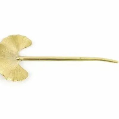 Barrettes - Pique à cheveux droit ginkgo métal en métal argenté - L INDOCHINEUR X RIVÊT