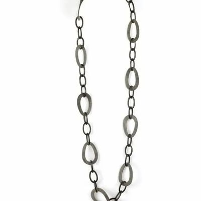 Jewelry - Egg-shaped rings long necklace in grated black horn - L INDOCHINEUR X RIVÊT