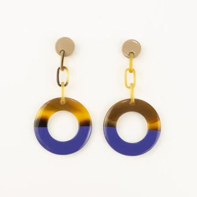 Jewelry - Wide orange and gray-blue lacquered ring earrings - L INDOCHINEUR X RIVÊT