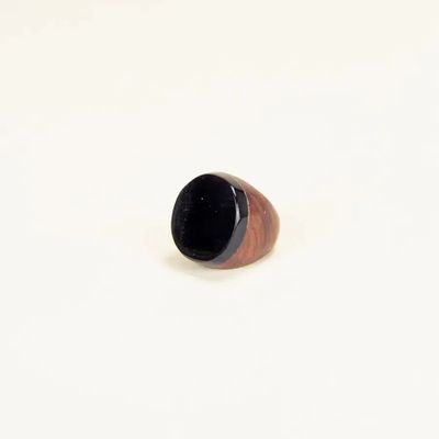 Jewelry - Pastille ring in wood and blond horn in Size M - L INDOCHINEUR X RIVÊT
